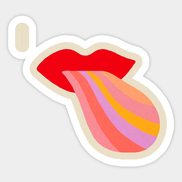 Red lips rainbow tongue Sticker by JulyPrints